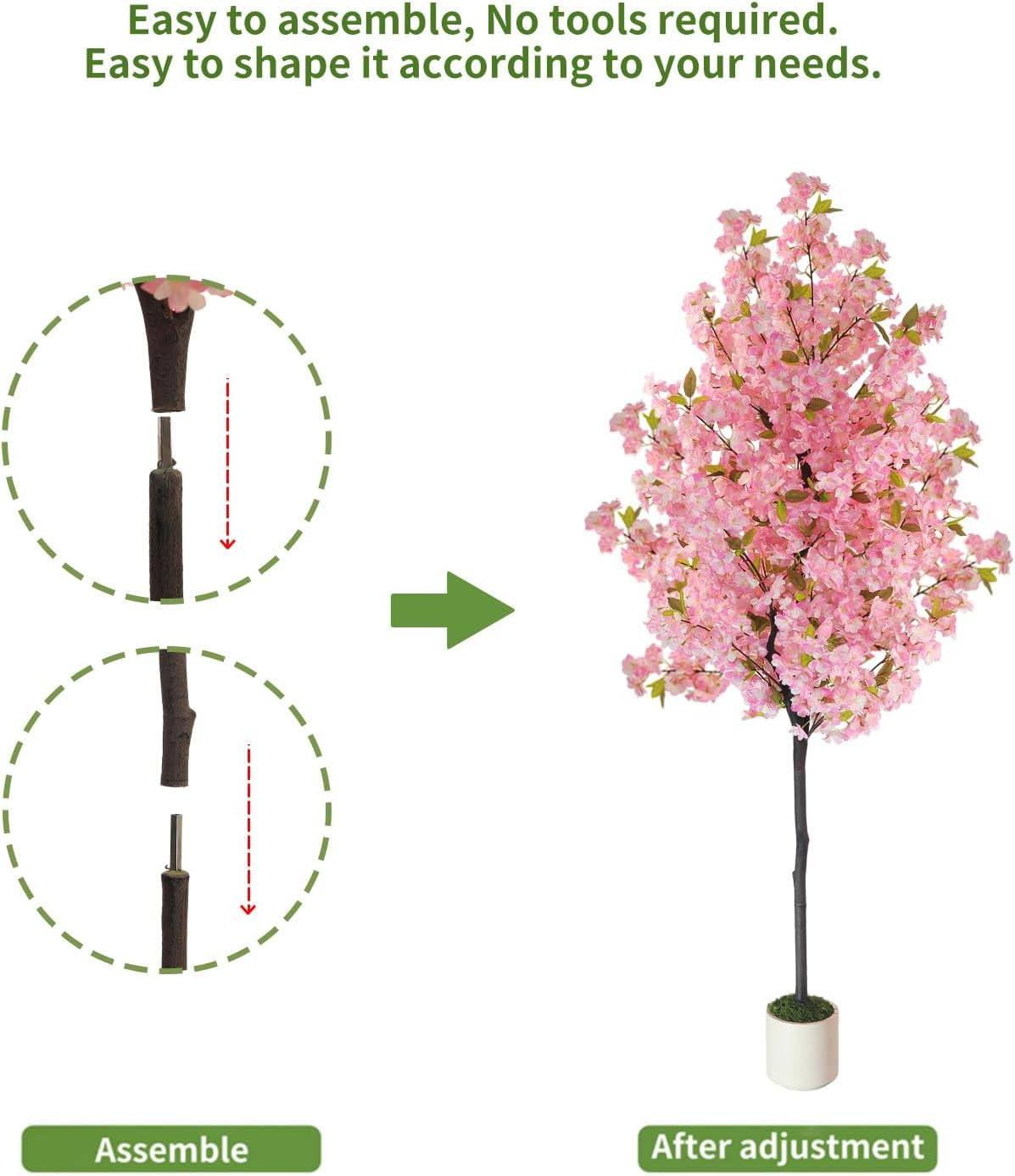 6FT Pink Artificial Cherry Blossom Tree – Lifelike Silk Decor for Home & Office