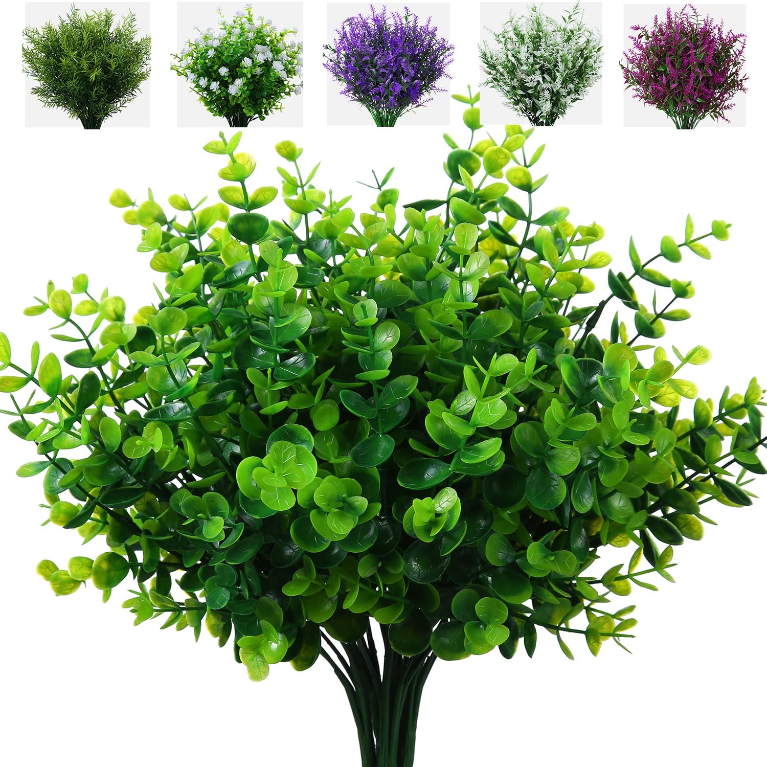 XLFAQXM Artificial Plants Flowers Grass Shrubs 8 Pack No Fade Faux Plastic Flowe