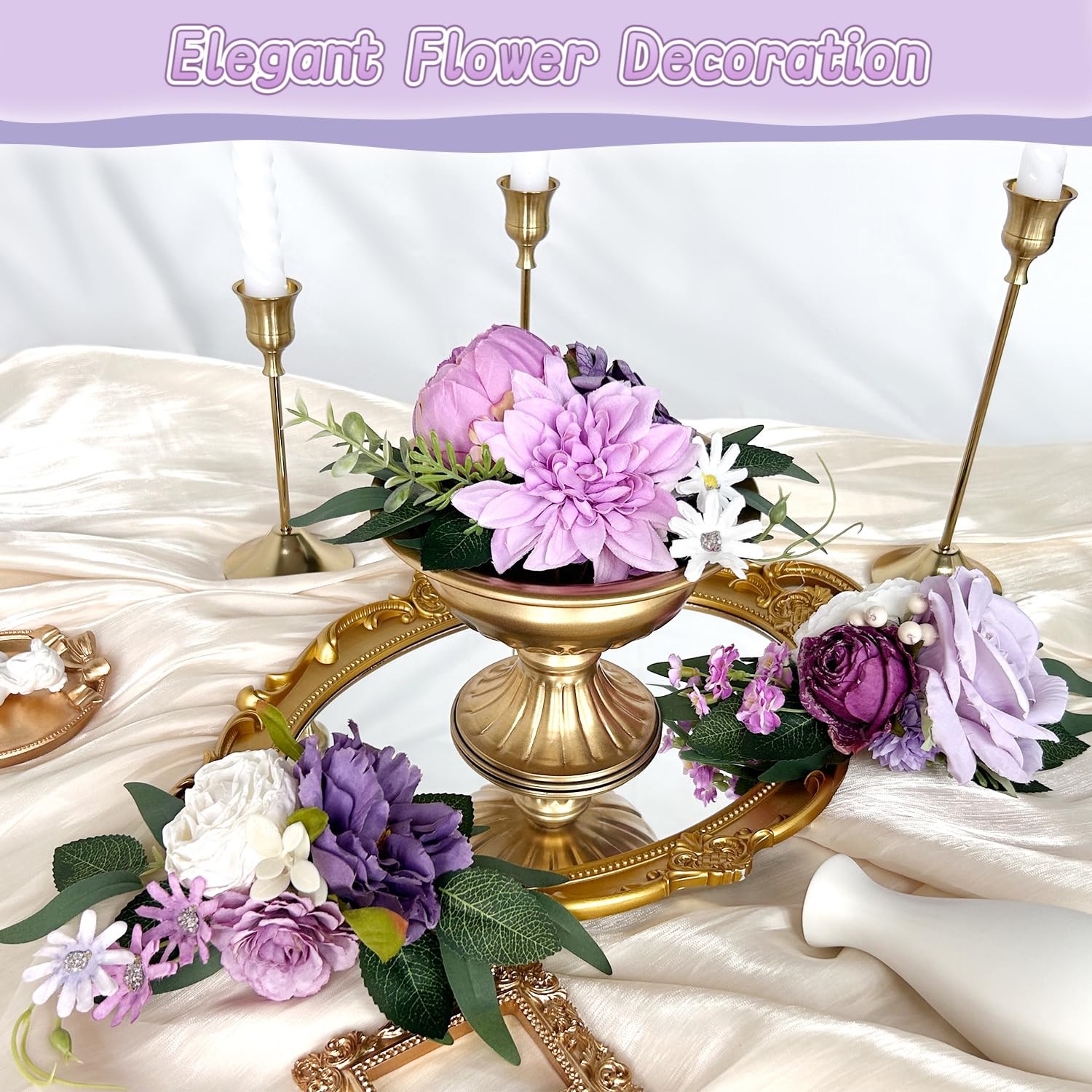 Pre-Made Silk Flowers for Cakes Decorations Light Lavender Dusty Purple Artif…