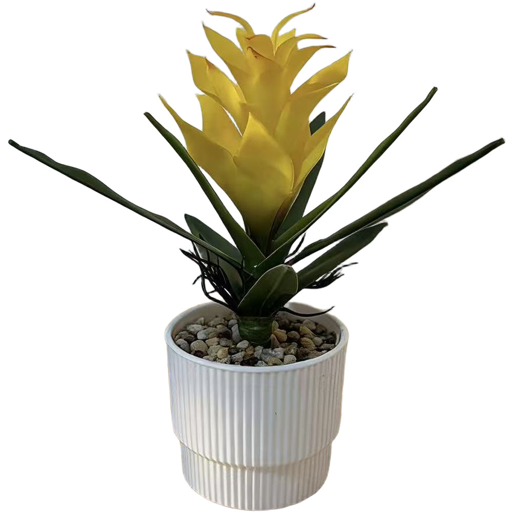 Pineapple Flower Fake Plant in Pot 21cm Tall for Indoor For Table Decor