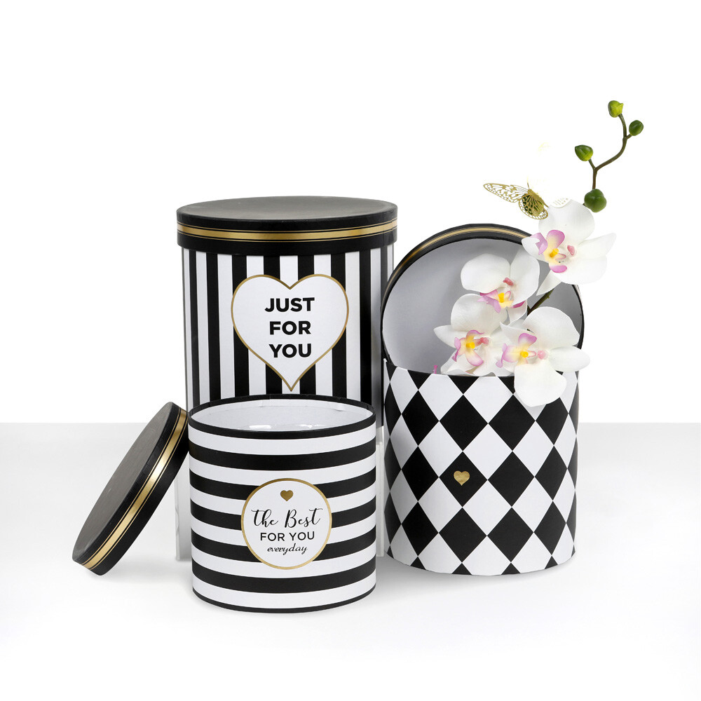Premium Quality Round Flower Box, Floral Gift Box, Set of 3 pcs, with Lids