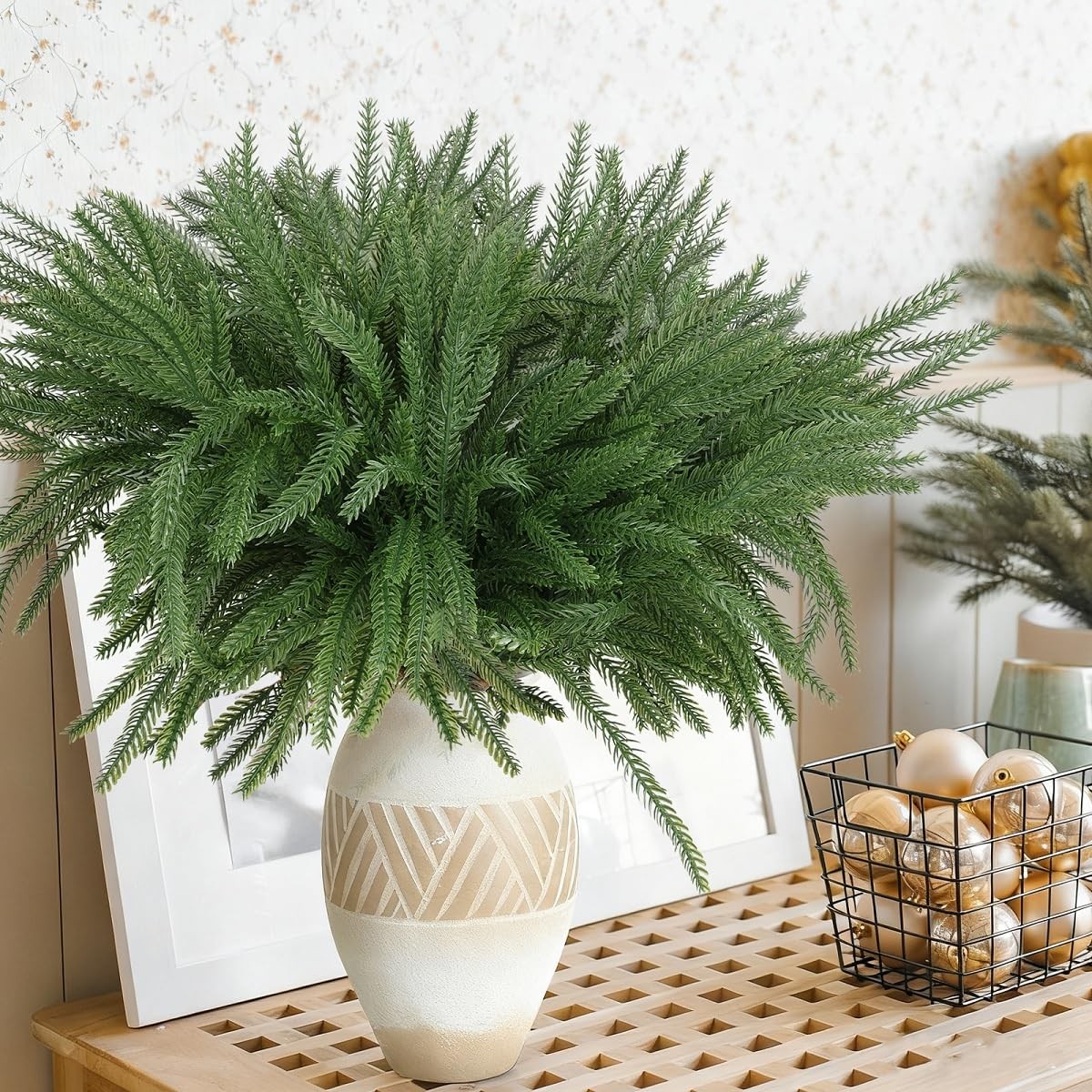 Norfolk Pine Stems 12 pcs,18 inch Norfolk Pine Branches Artificial DIY Greene…