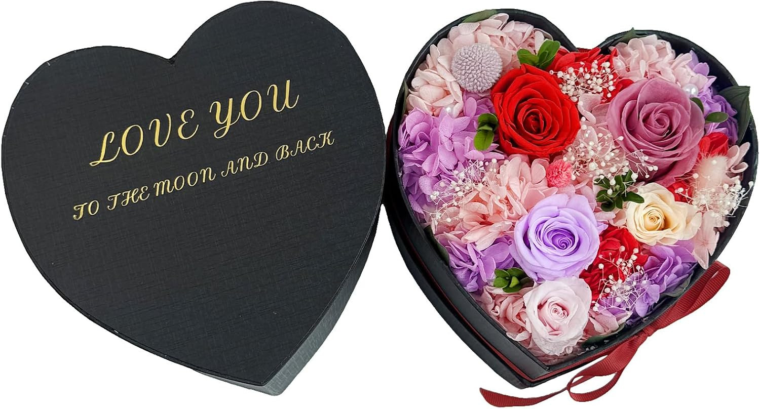 Preserved Roses Heart Shape Box Valentines Day Gifts for Her Mothers Day