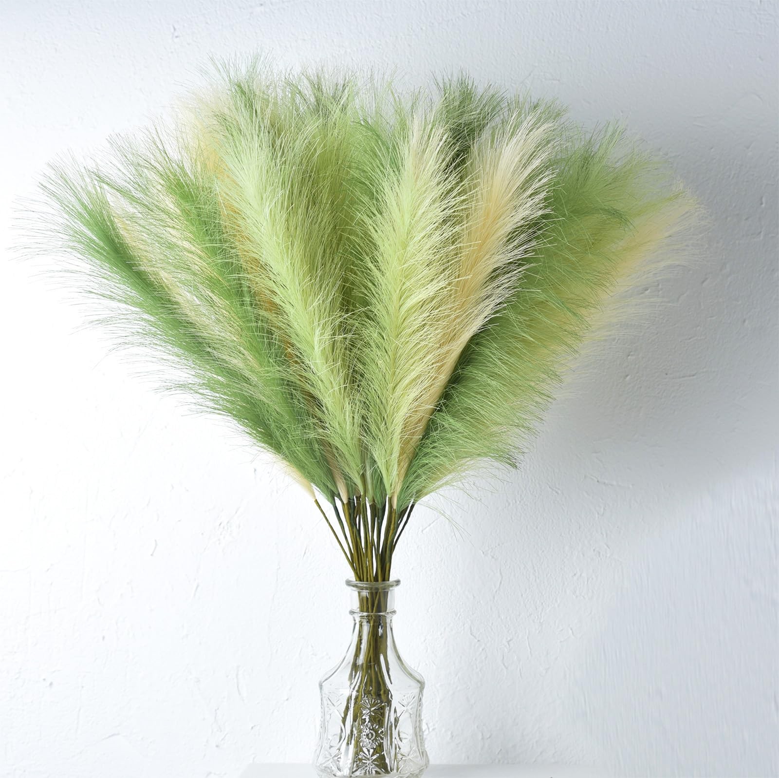 LSKYTOP Green Pampas Grass Decor,23Inch 12pcs Faux Pampas Grass Bouquets Arti…