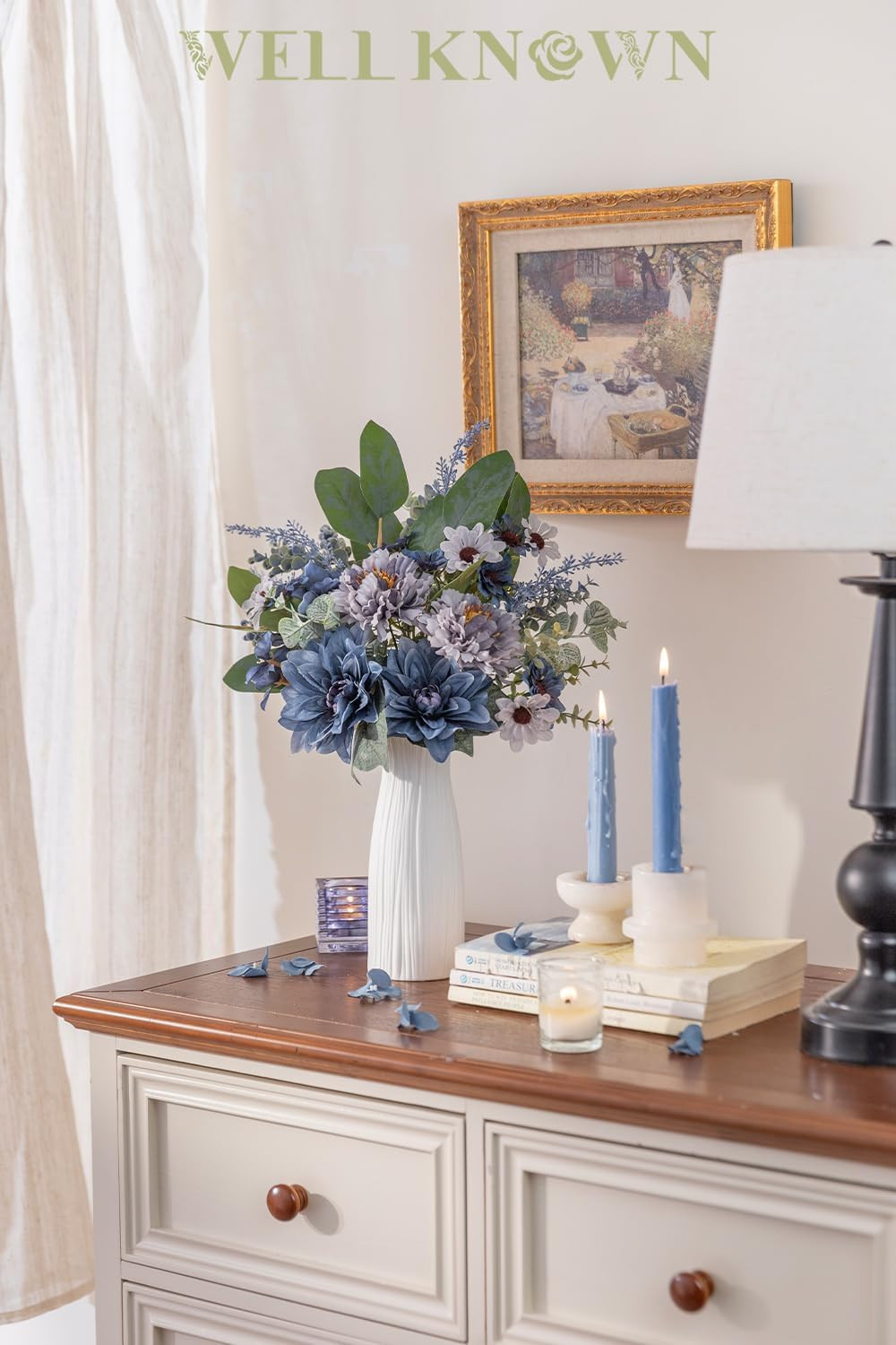 Blue Silk Flower Bouquet for Vase – Perfect for Home Decor & Gifts