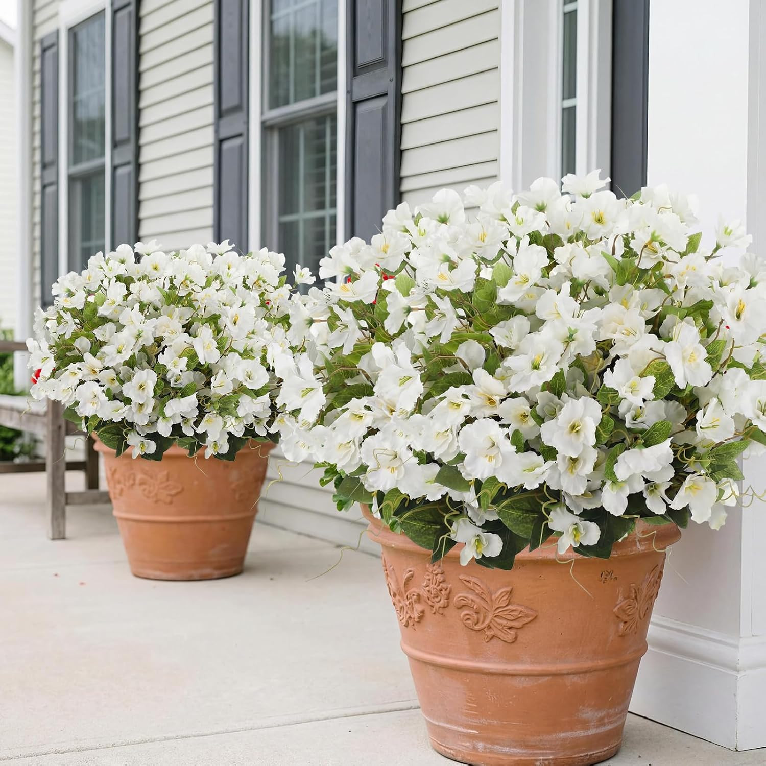 12 Bundles White Artificial Hibiscus Flowers for Outdoor Spring Decor