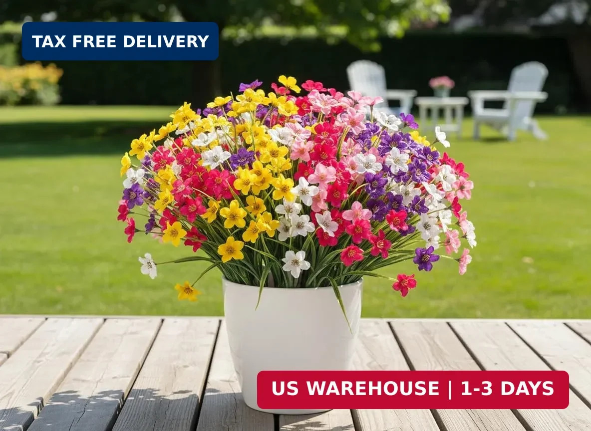 20 Bundles Artificial Outdoor Flowers UV Resistant Faux Plants for Outside Decor