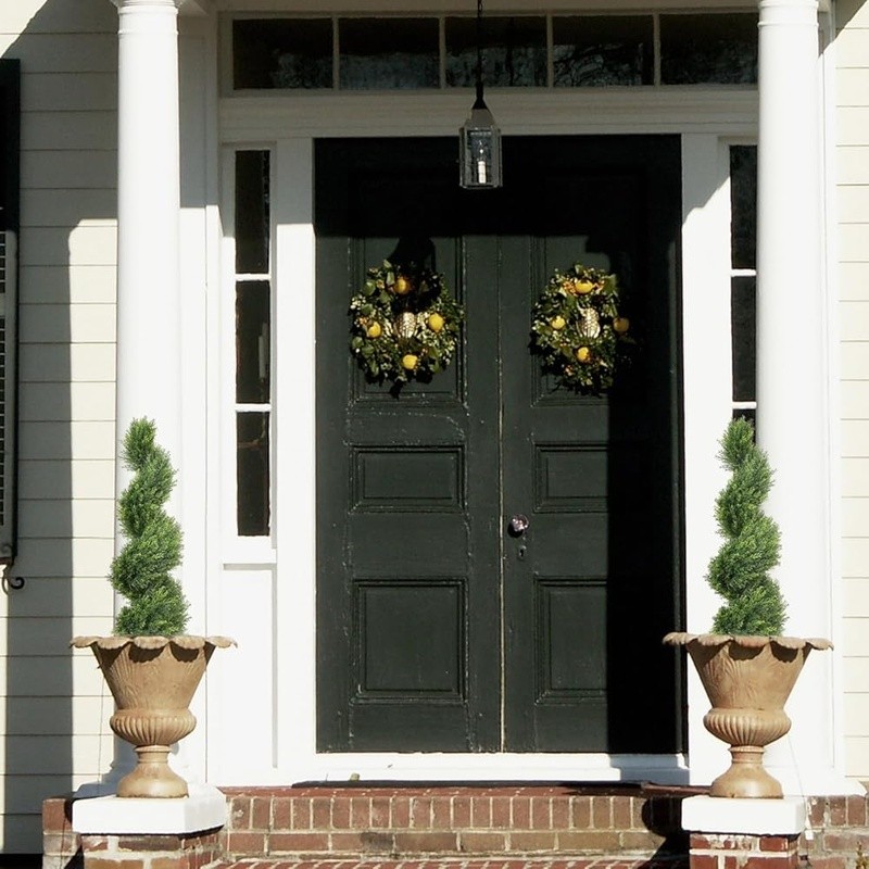 Spiral Topiary Trees Artificial Outdoor Plants UV Weather Resistant Set of 2 New