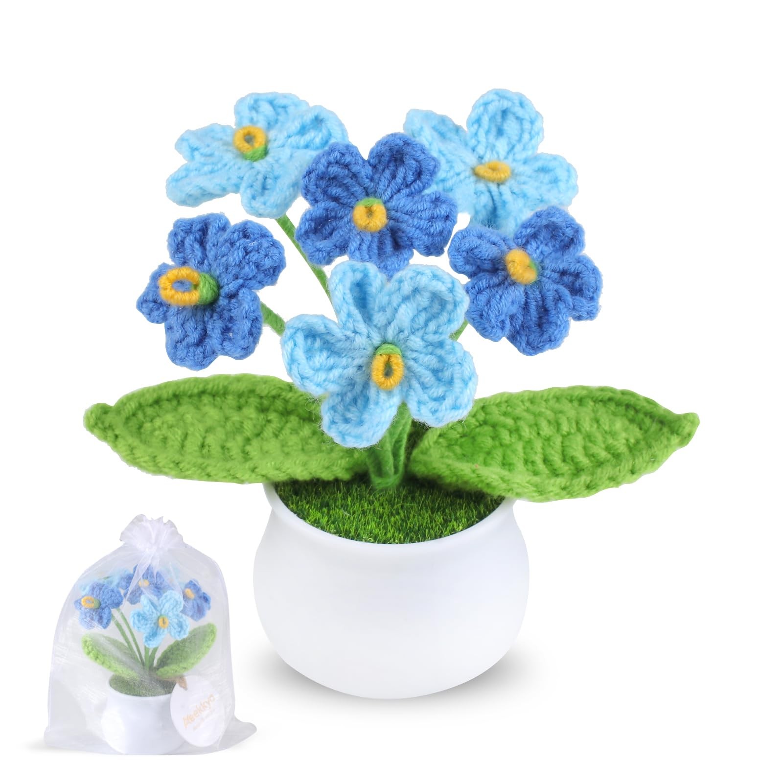 Crochet Flower, Ombre Blue Forget Me Not, Handmade Yarn Crochet Flowers for ,…