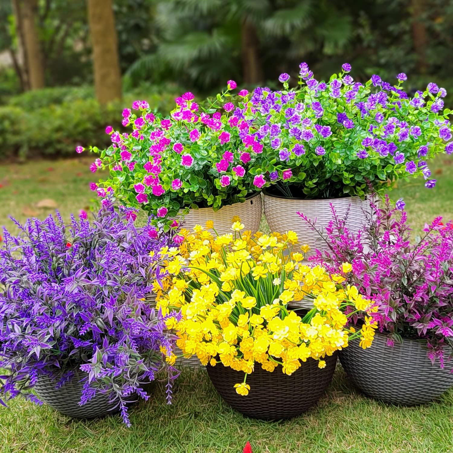 20 Bundles UV Resistant Artificial Flowers for Garden & Home Décor