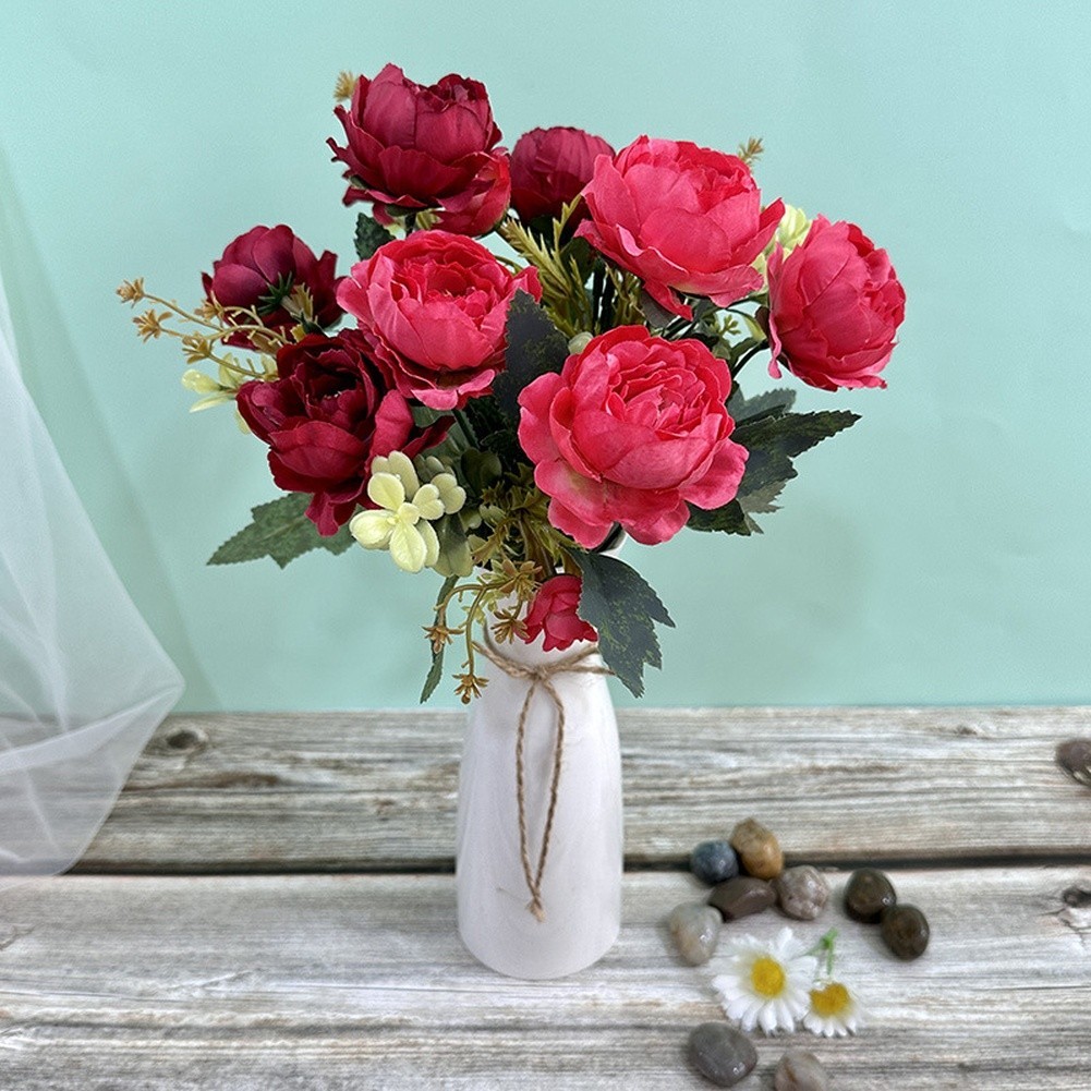 7 Fork Stem Silk Peonies for Wedding Bouquets Photography Props and Room Decor
