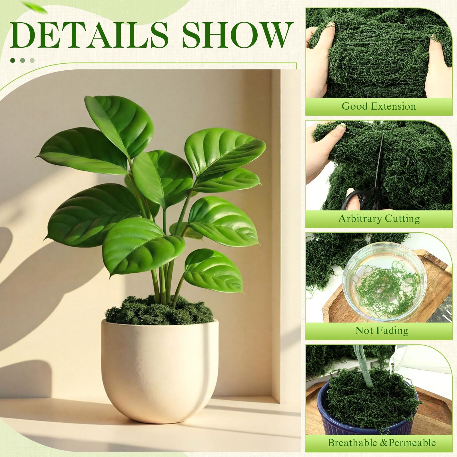 24.7oz 1.54 lb Fake Moss Crafts Decorative Artificial Dark Green Table Plants