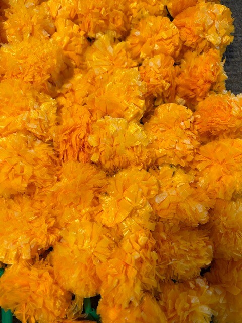 Artificial Orange Marigold Flower Home Decor Art Garland, 75 pieces. USA Seller