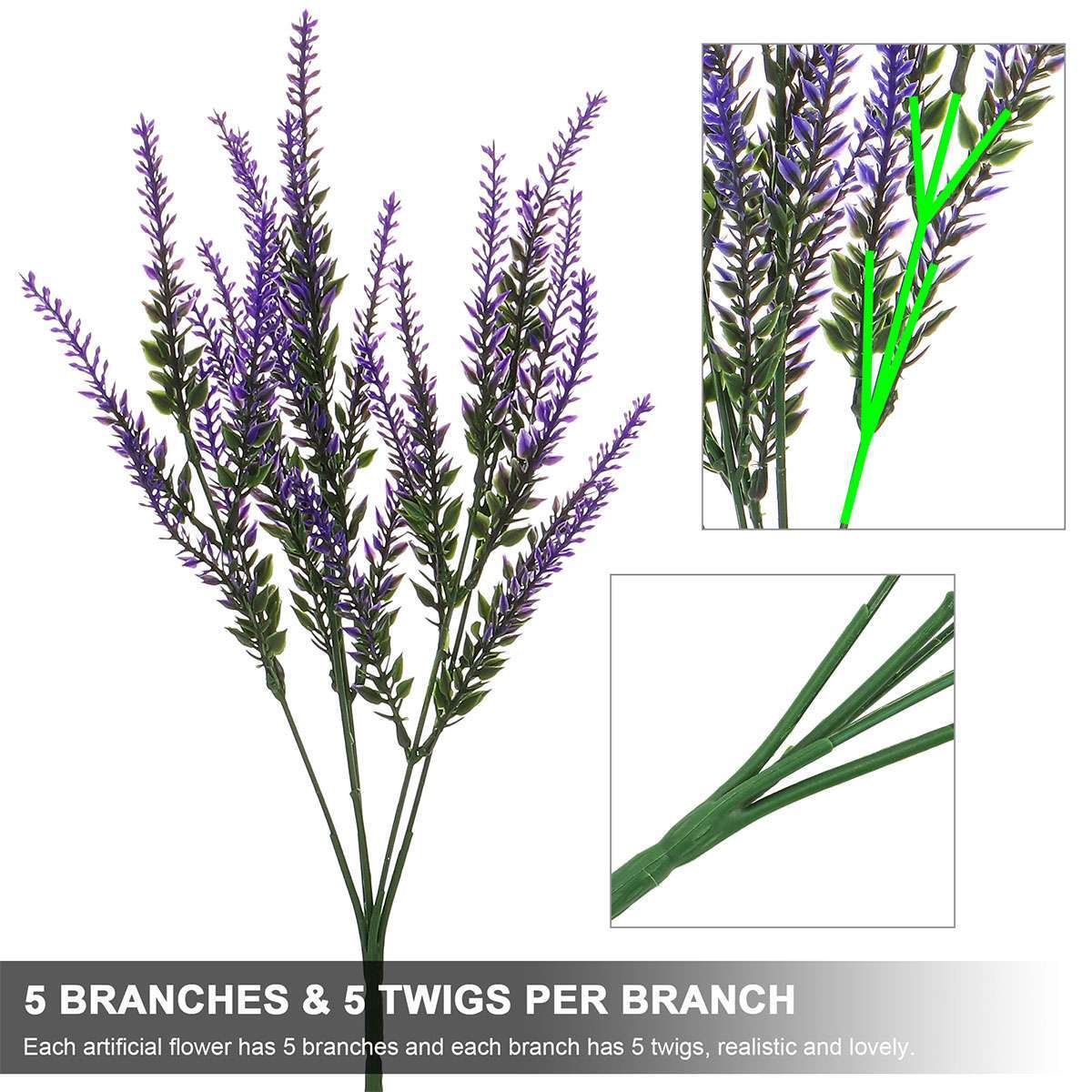 Artificial Flowers Fake Plants Decor 8 Bundles Hanging Outdoor Home Yard Garden