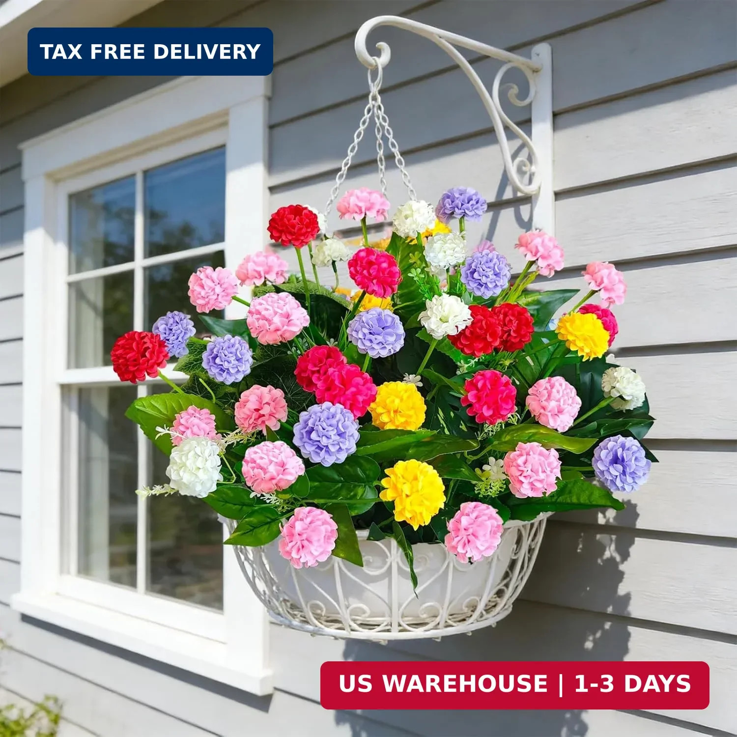 10Pcs Artificial Flowers for Outdoors UV Resistant，6Pcs Colorful Fake Mums Flowe