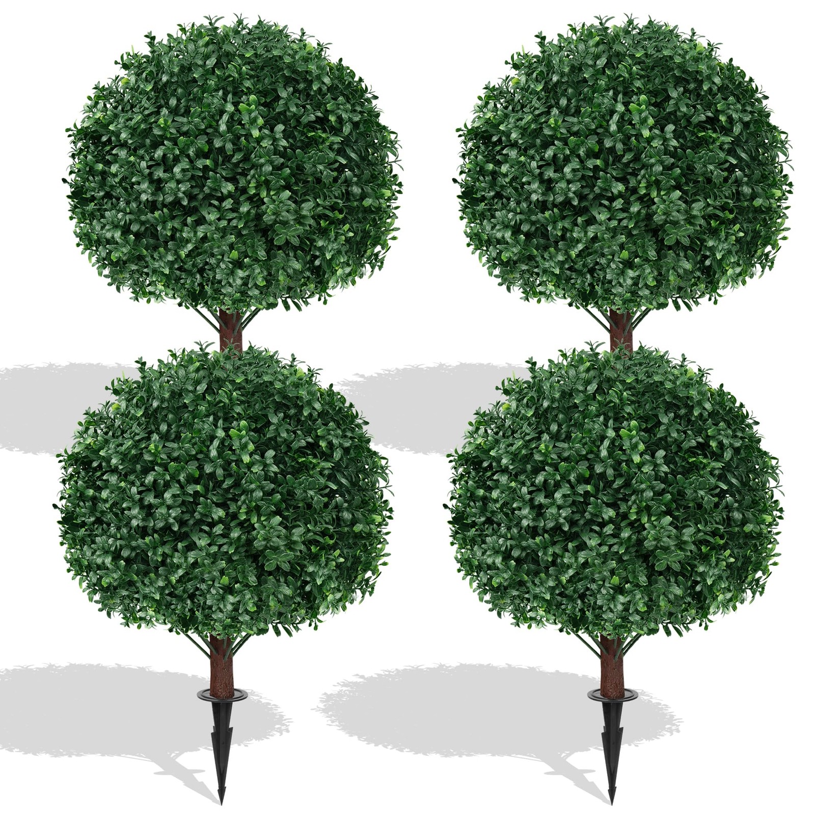 EverNature 4Pack Artificial Boxwood Topiary Ball Trees,Fake Shrubs Bushes