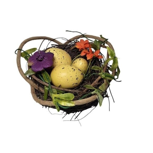 Birds Nest Arrangement with Speckled Eggs 6″ Easter Spring
