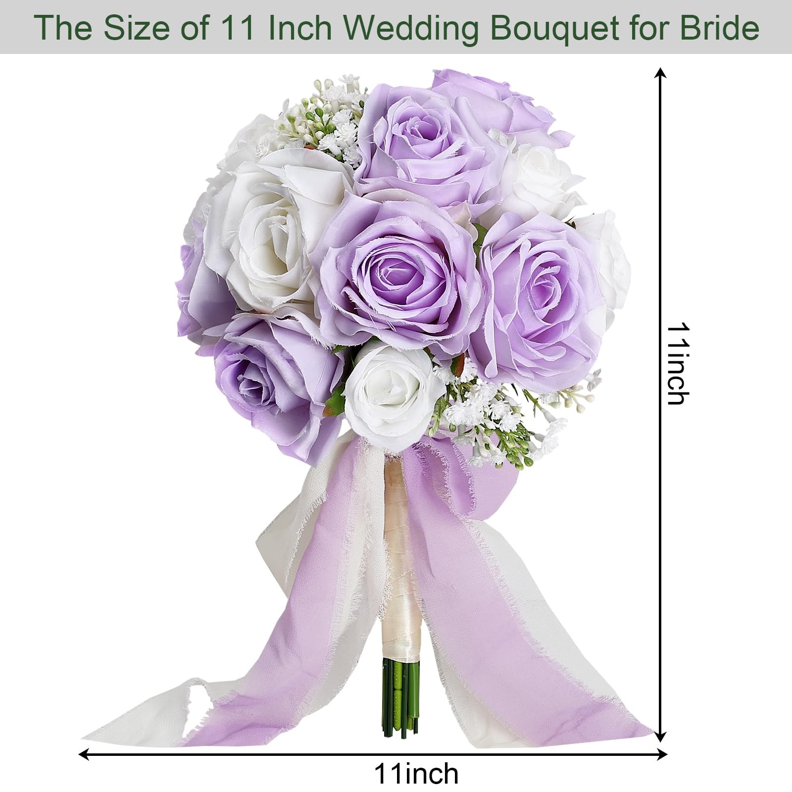 DIYDOFUN Wedding Bouquet for Bride – Premade Simple Artificial Roses Flowers …
