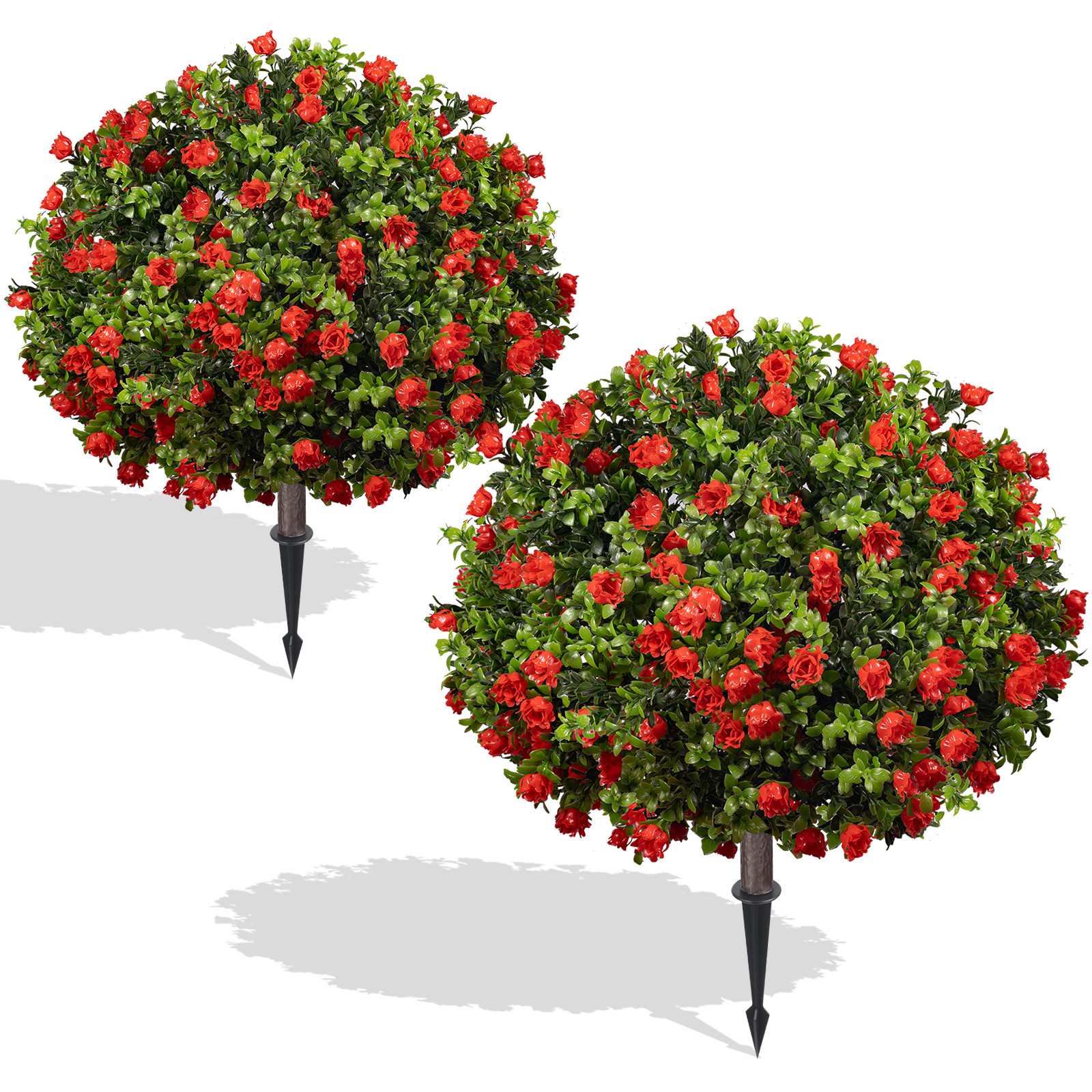2Pcs Artificial Boxwood Topiary Ball Trees with Ground Spike UV protected NEW
