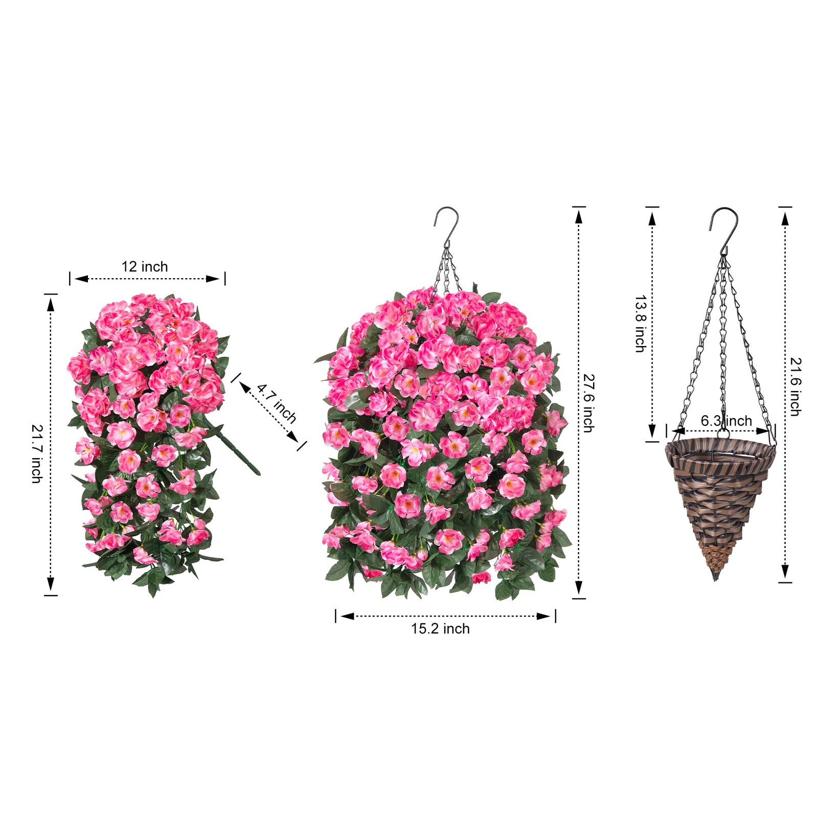 Fake Geraniums Artificial Hanging Flowers Basket for Outdoors, Spring Outdoor…
