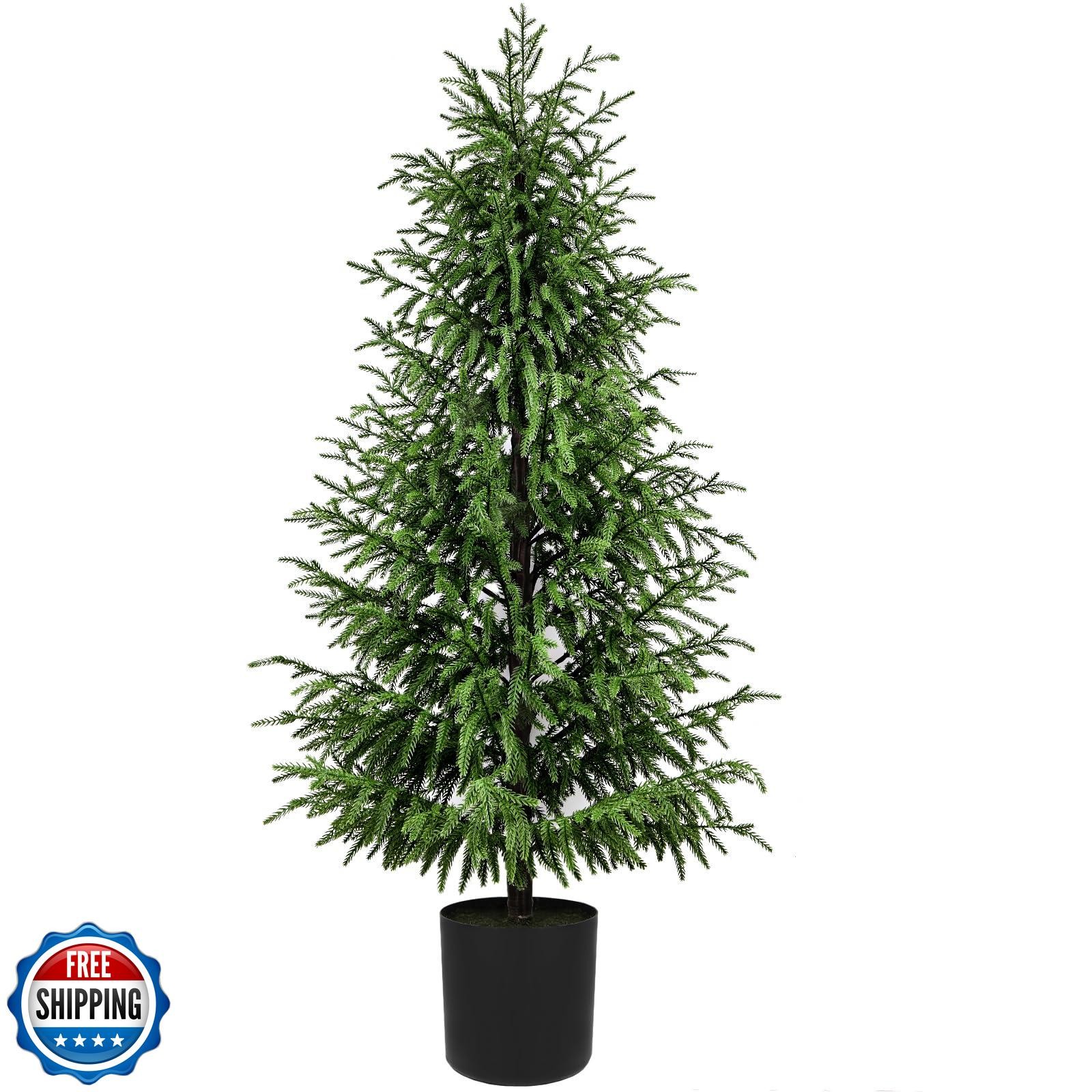 ENVEN 5FT Artificial Topiary Trees for Outdoor Front Porch Décor, Real Touch