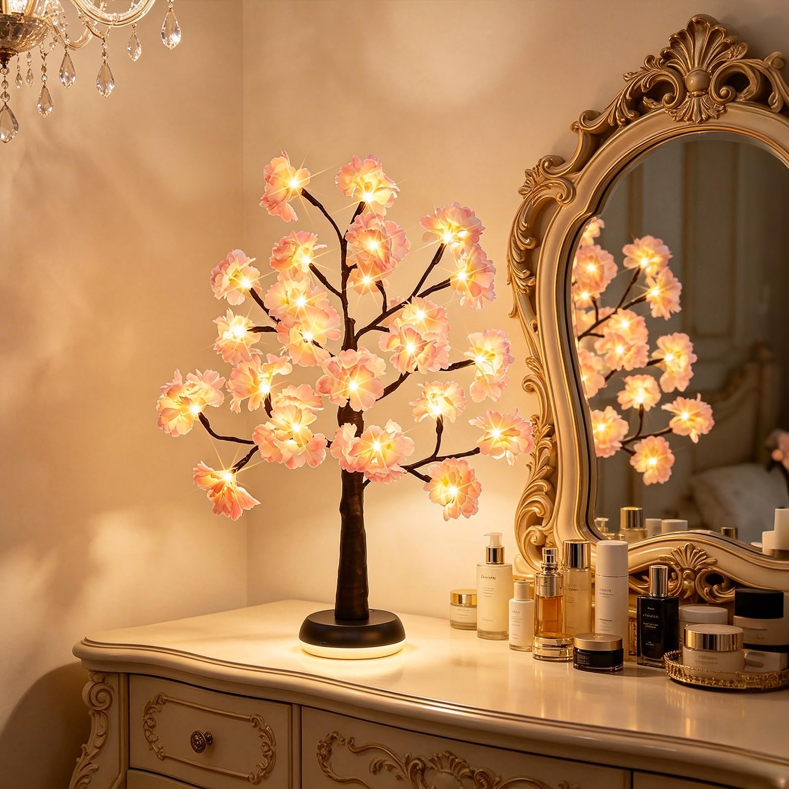 Artificial Cherry Blossom Tree Lights: 23IN Lighted Cherry Blossom Tree with …