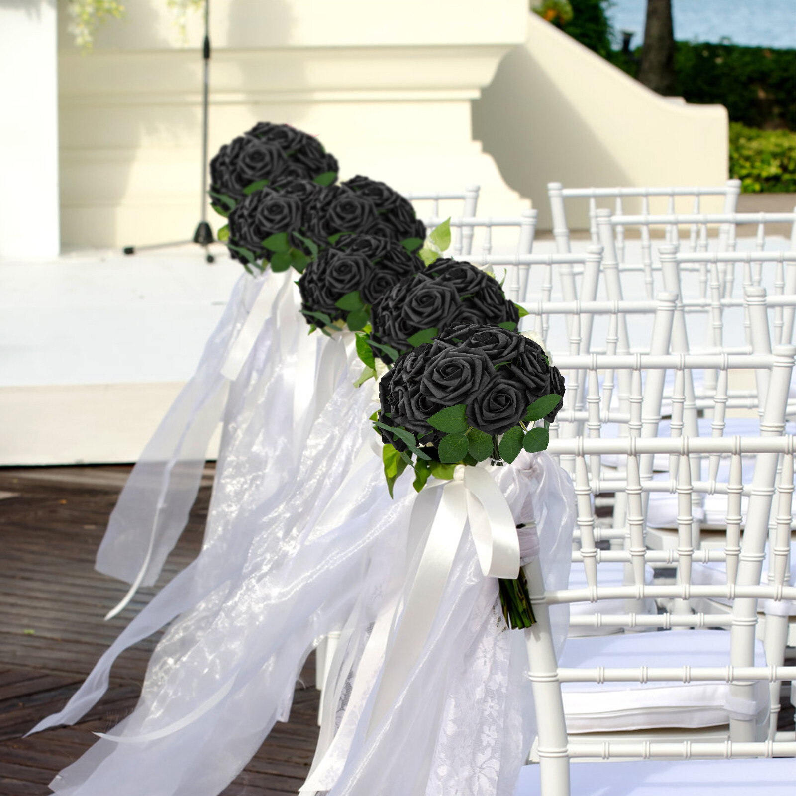 50Pack Faux Fake Foam Rose Bulk for DIY Wedding Bouquet Baby Bridal Shower Party