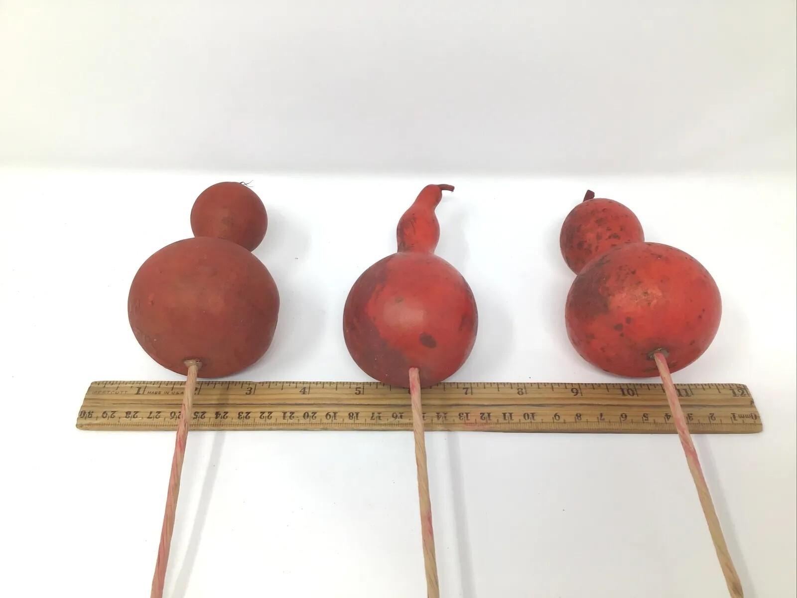 Artificial Gourd Floral Pick Red 3 Picks 20” Long Basket Vase Filler Vintage