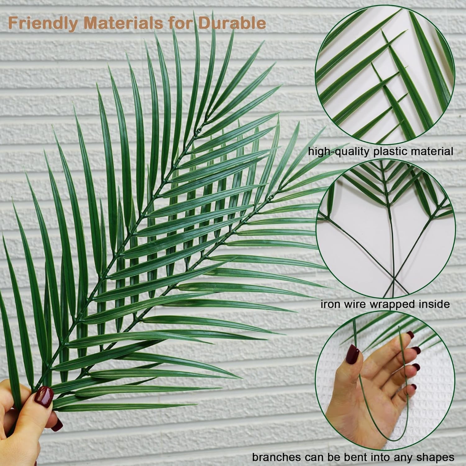 Realistic 25in Faux Palm Fronds – 50pcs for Effortless Indoor/Outdoor Style