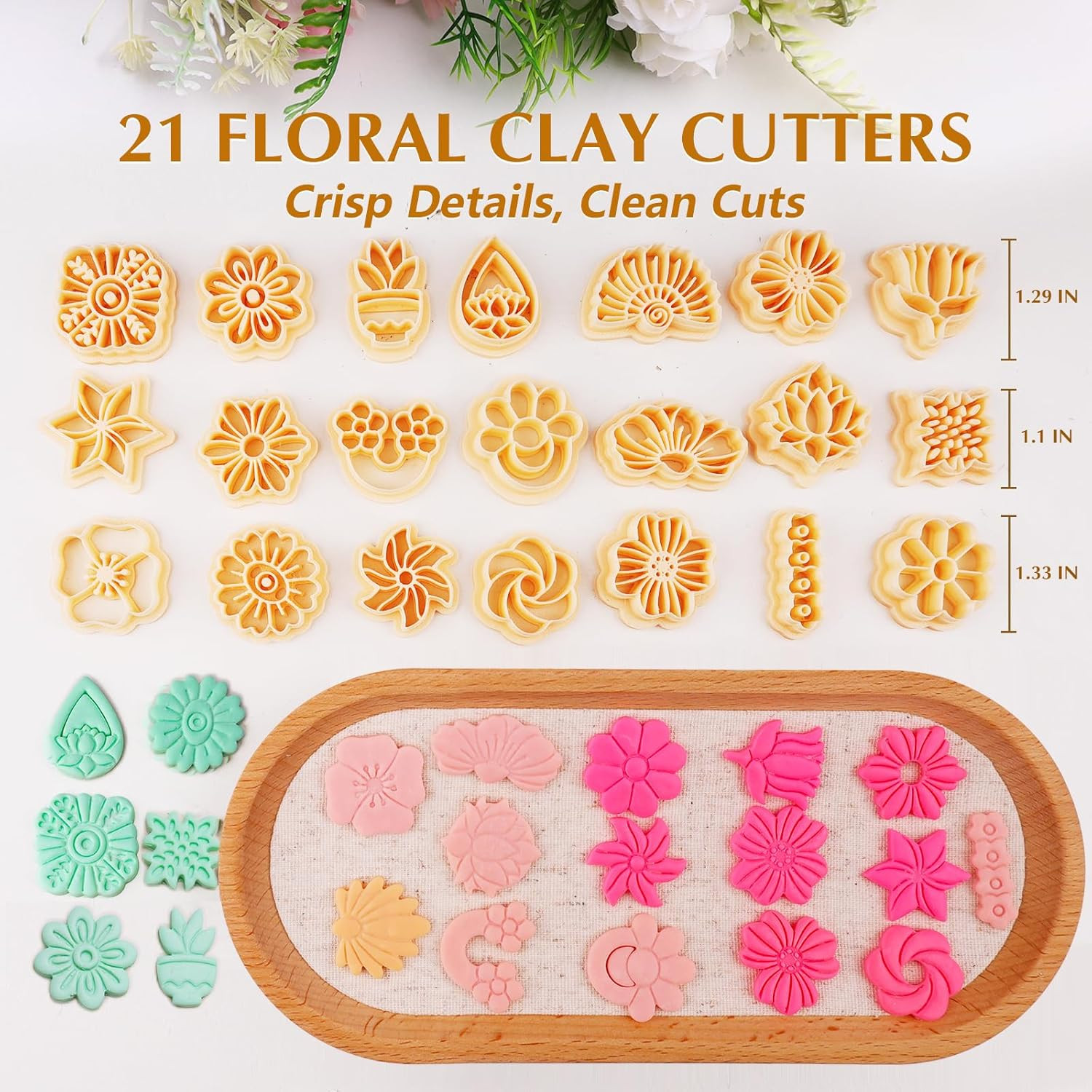 65 Pcs Flower, Leaf & Animal Polymer Clay Cutters Set, Clay Cutters Shapes for E