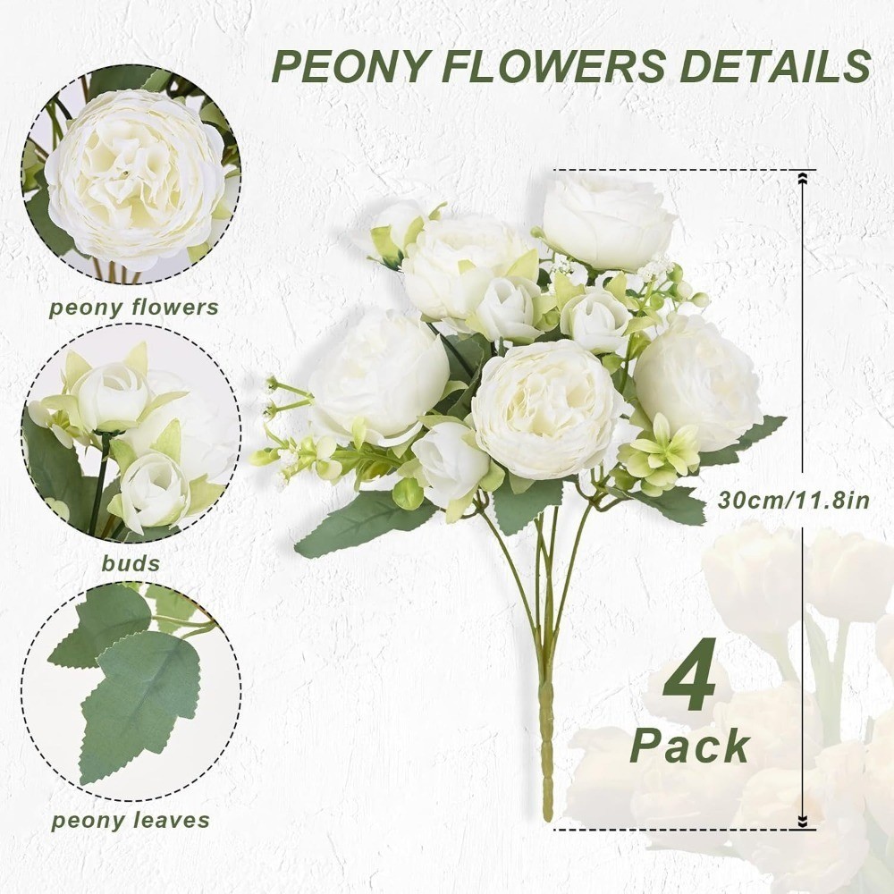 Artificial Peony Flowers 36 Heads Fake Bouquets Party & Celebration Decorations.