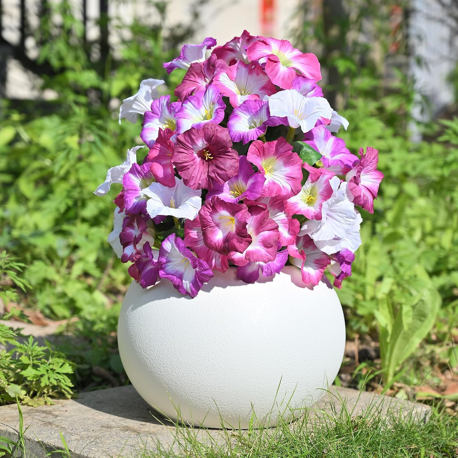 Set of 2 UV Resistant Faux Petunia Topiary Balls for Outdoor Decor