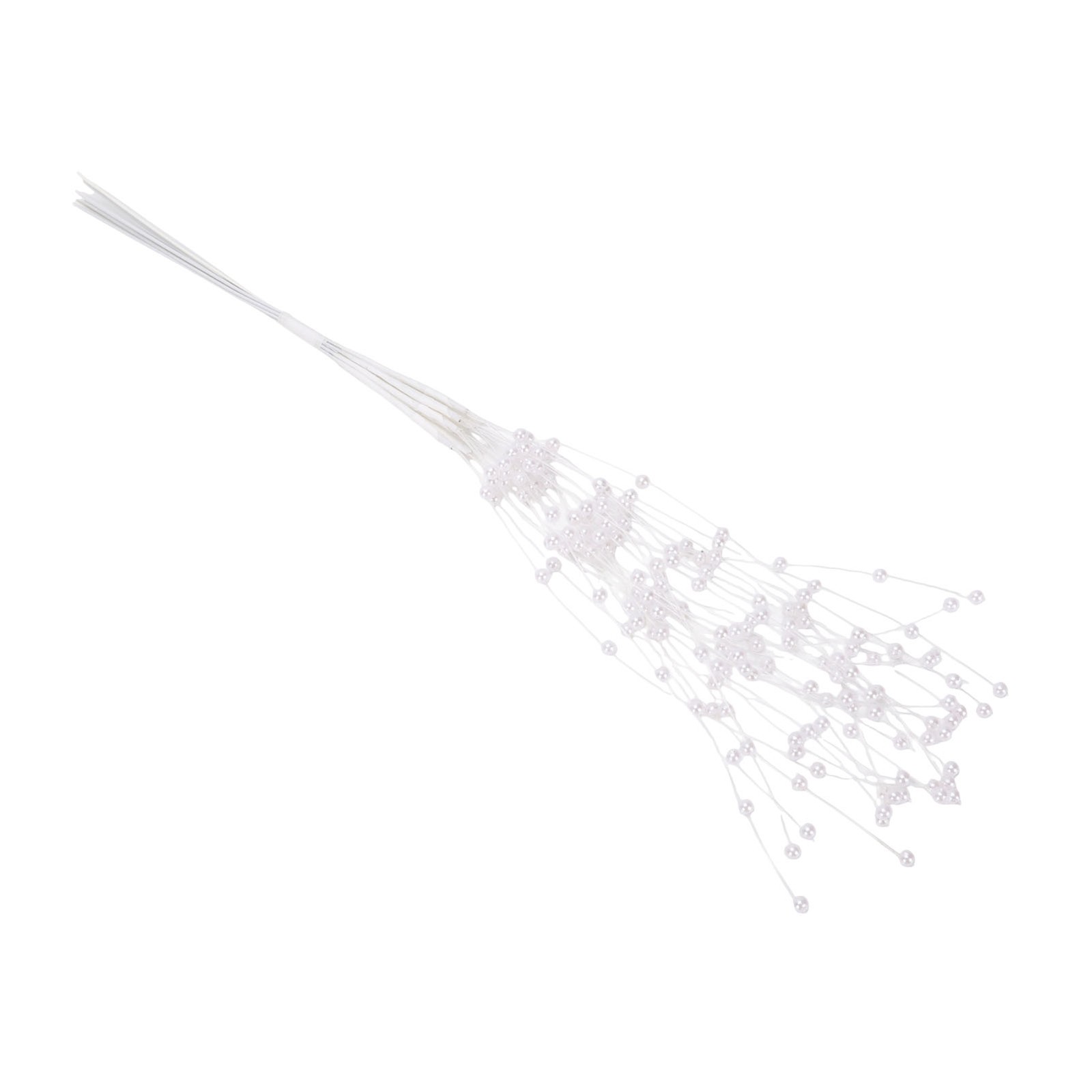 White 50PCS Pearl Beaded Stems 4mm Bead String Garland Floral Picks Flexible BT0