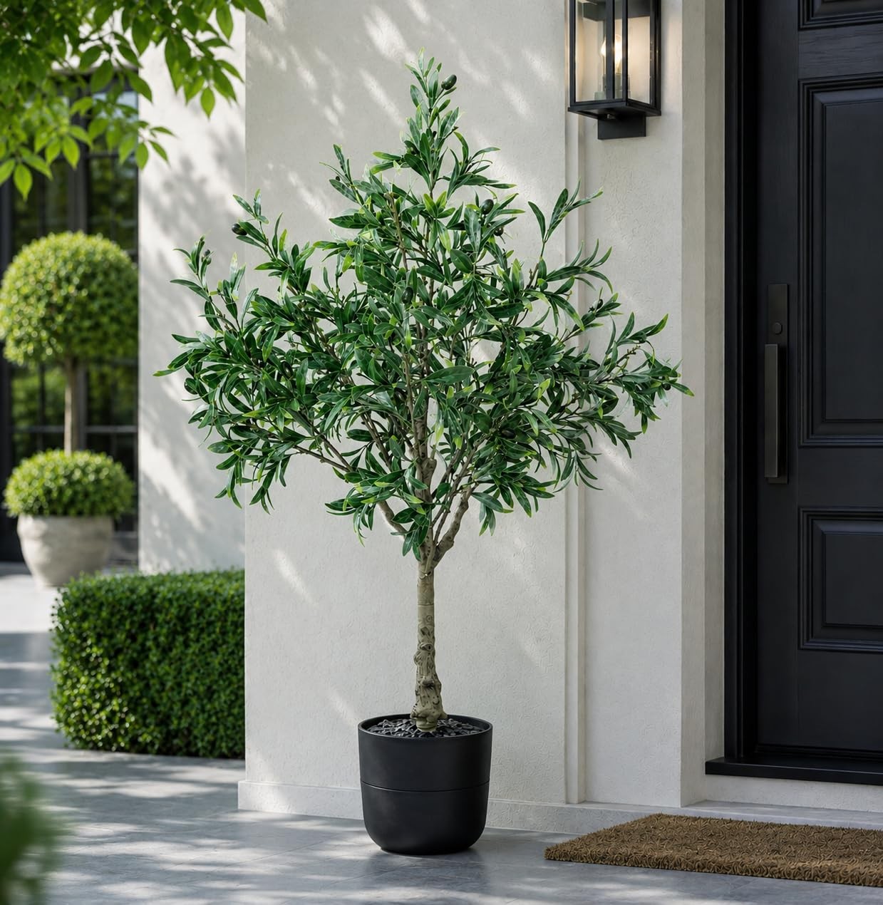 Olive Trees Artificial Indoor Outdoor Potted Artificial Plants,3.6FT Pathway …