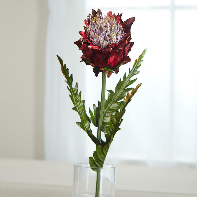 Factory Direct Craft Burgundy Glittered Artificial Thistle Stem | 3 Pieces