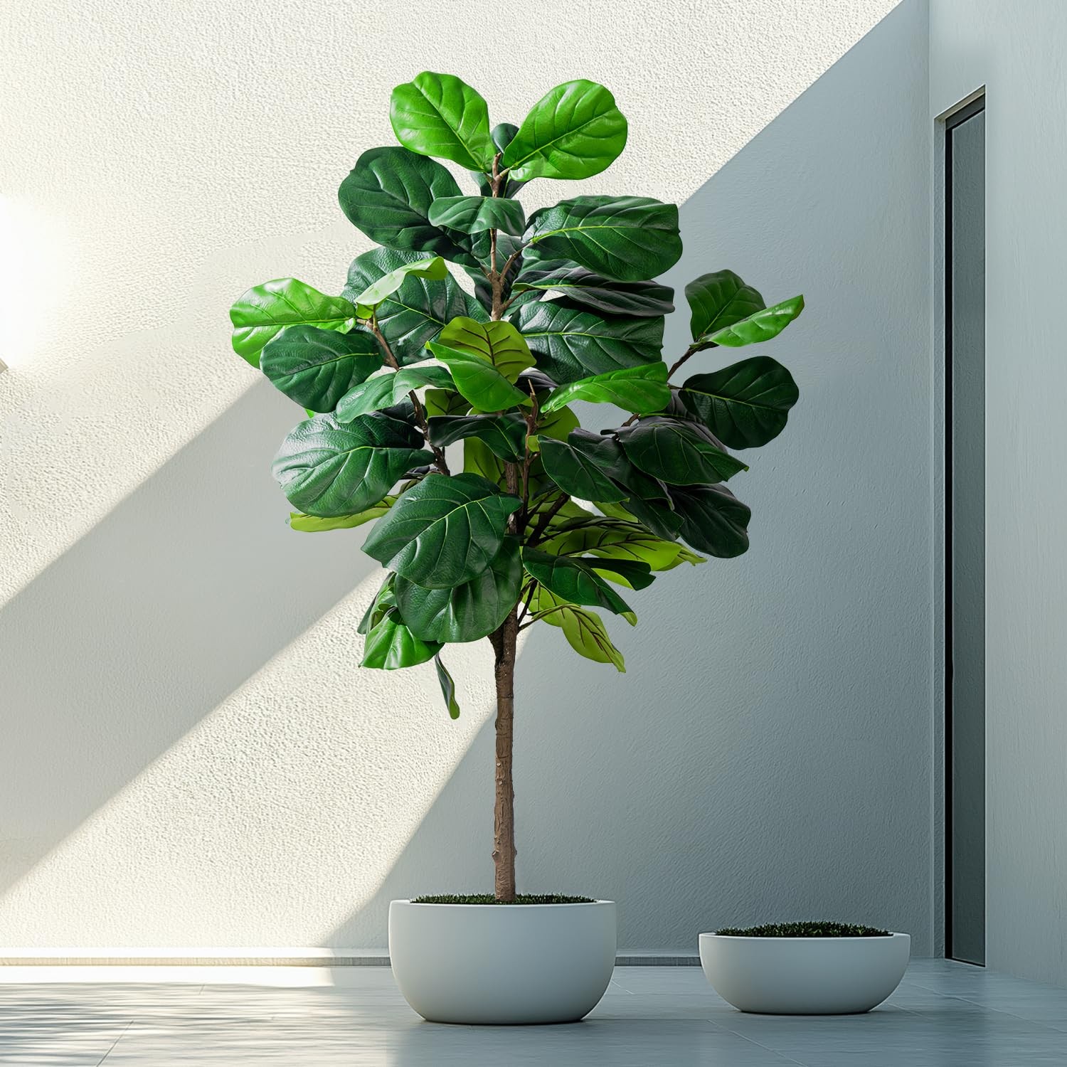 Artificial Fiddle Leaf Tree-6ft Faux Plant Fake Ficus Lyrata Tree Artificial …