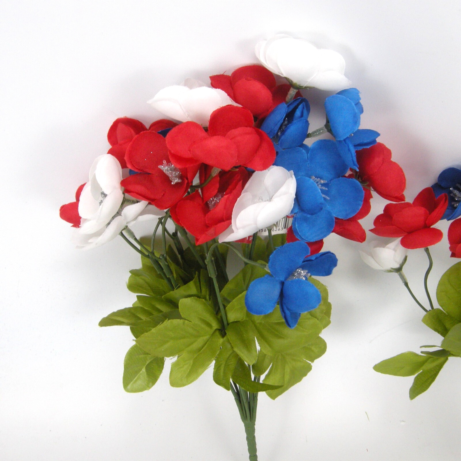 Silk Flower Lot of 12 Bushes 12″ Patriotic Red White Blue Florist Quality