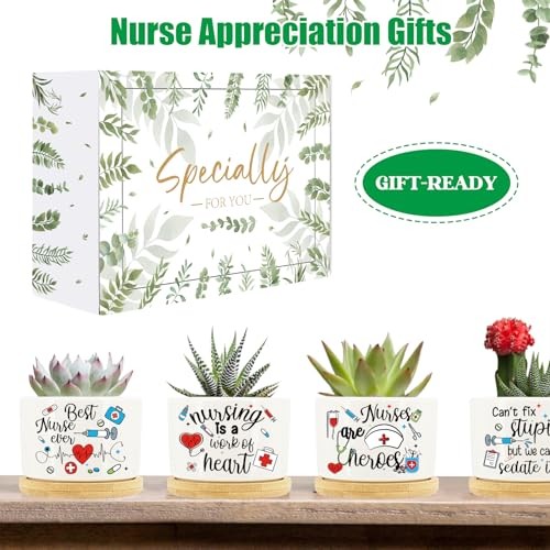 6Pcs Appreciation Gifts Succulent Potss Day Ever Gifts Mini Ceramic Nurse