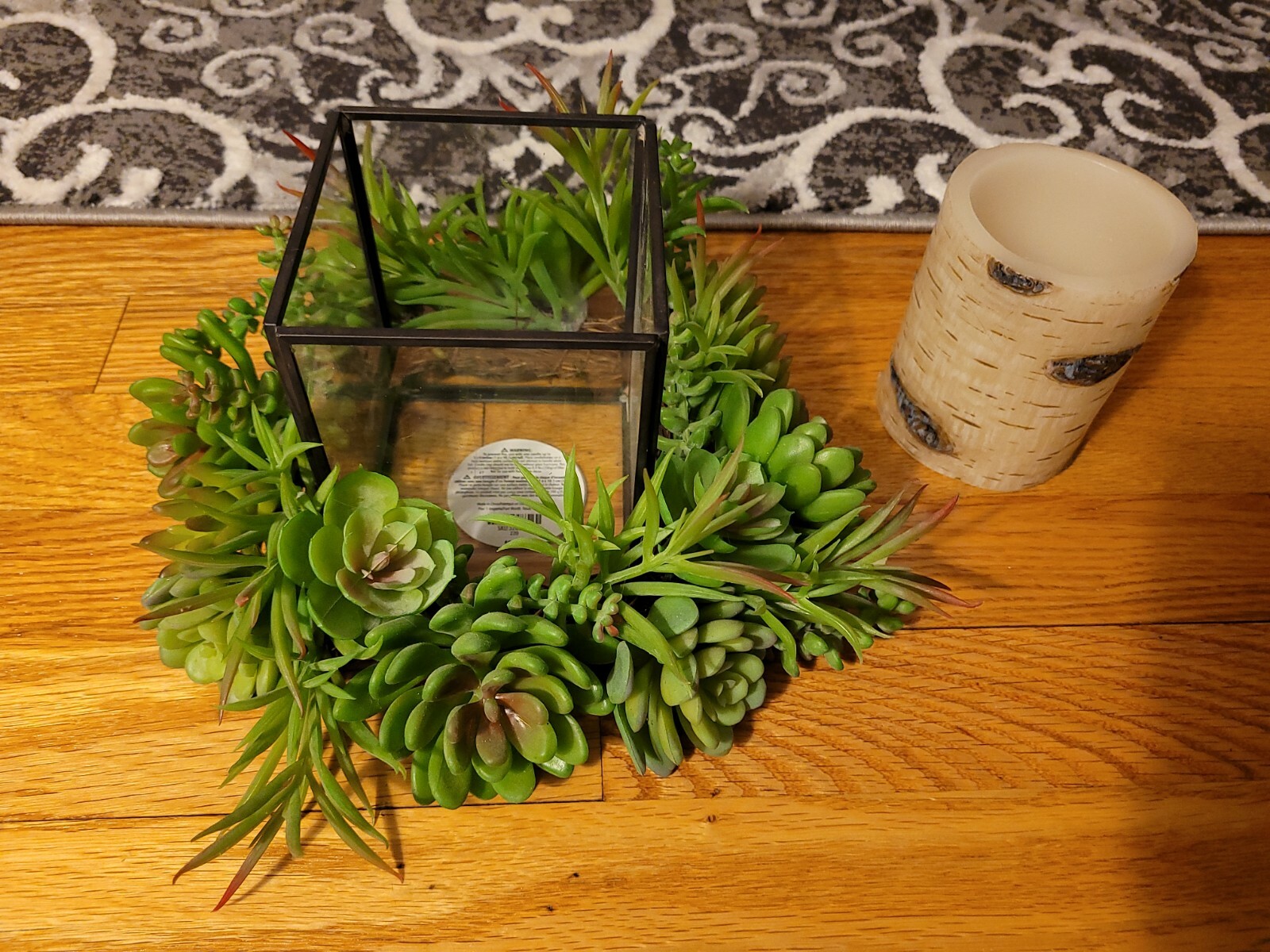 Pier 1 Imports Faux Succulent & Glass Metal Organic Candle Holder NWT Retired