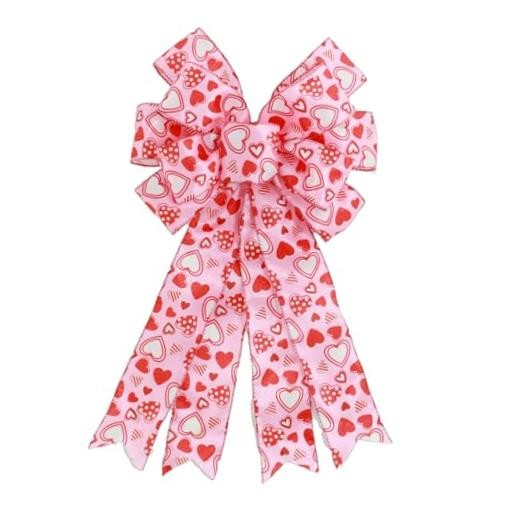 Valentine Bows Red Heart Tree Topper Valentine’s Day Wreath Bows Pink Heart