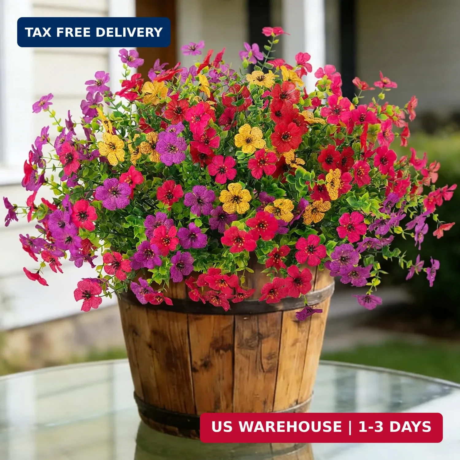 12 Bundles Fake Artificial Flowers Faux Plants for Spring Summer Decoration | UV