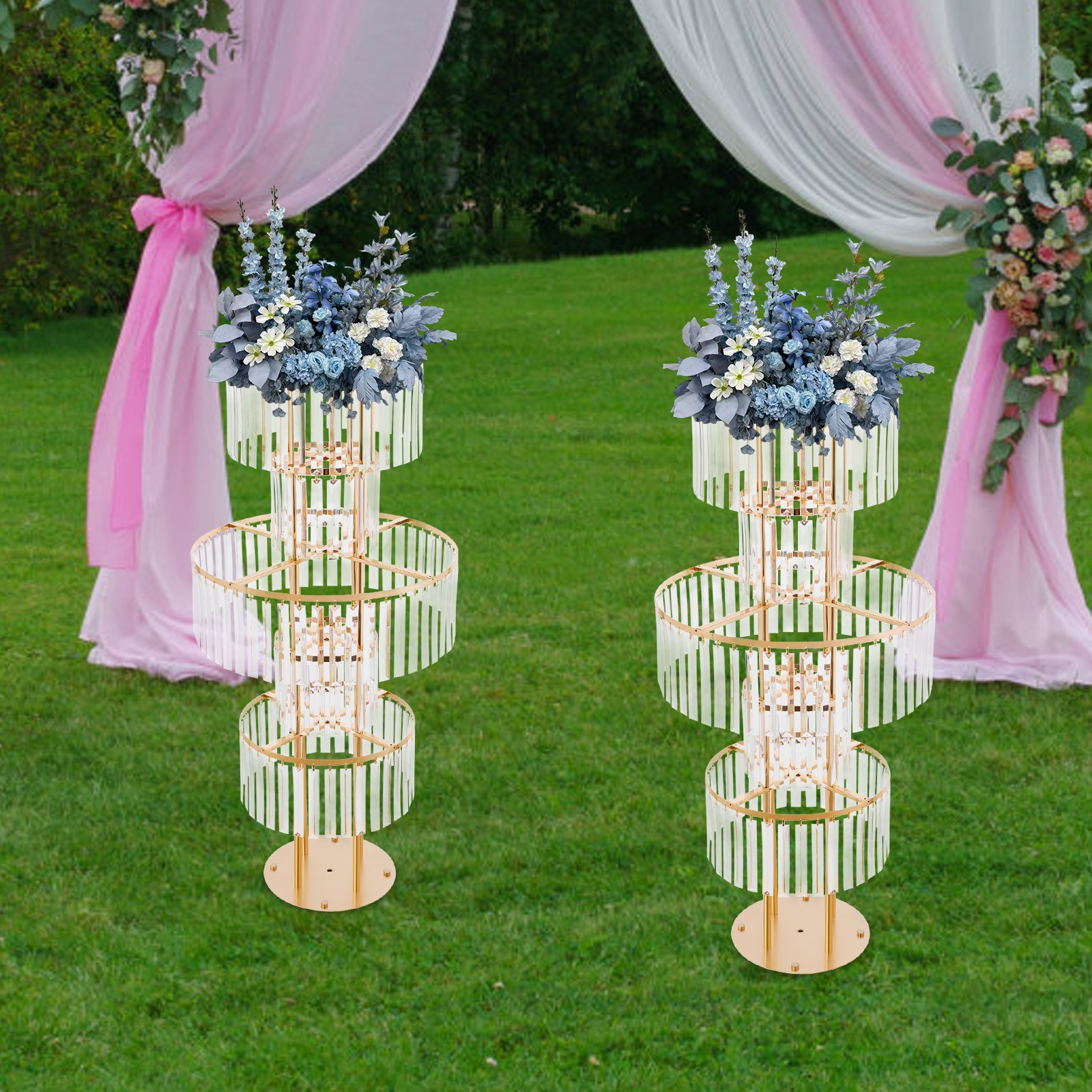 5 Tier 43.3 in Height Flower Stands 2PCS Flower Stands Crystal Flower Stands