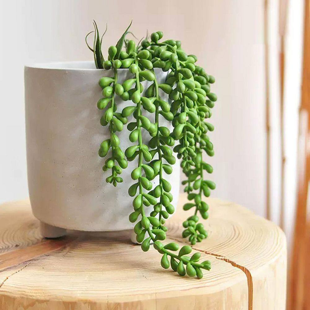 4-Pcs 13.8In Green Indoor/Outdoor Artificial Hanging String of Pearls Plant for