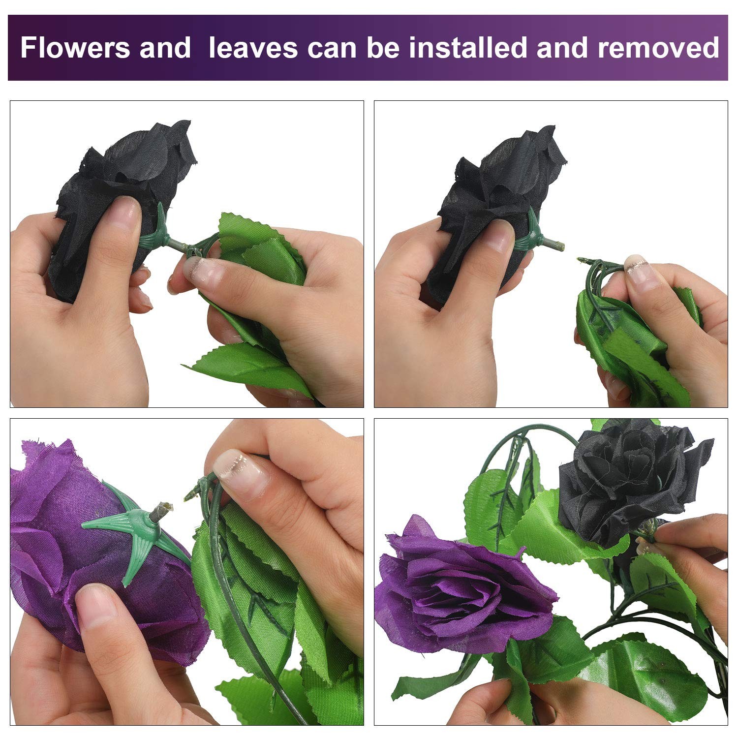 4 Pieces 7.7 Feet Fake Rose Vine Artificial Vine with Flowers Rose Garland Vi…