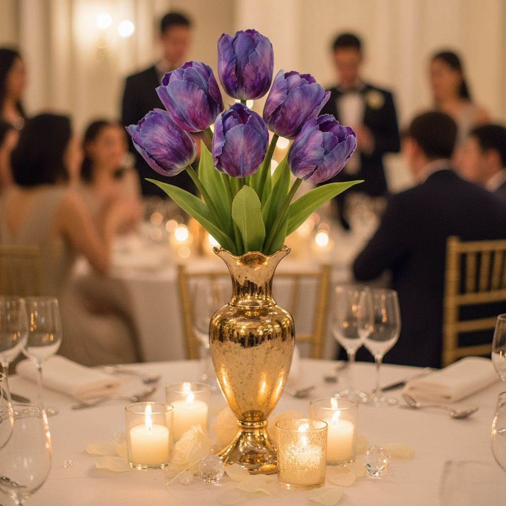 Artificial Purple Tulip Flowers Realistic Gradient Tulip Bouquet 6 Stems