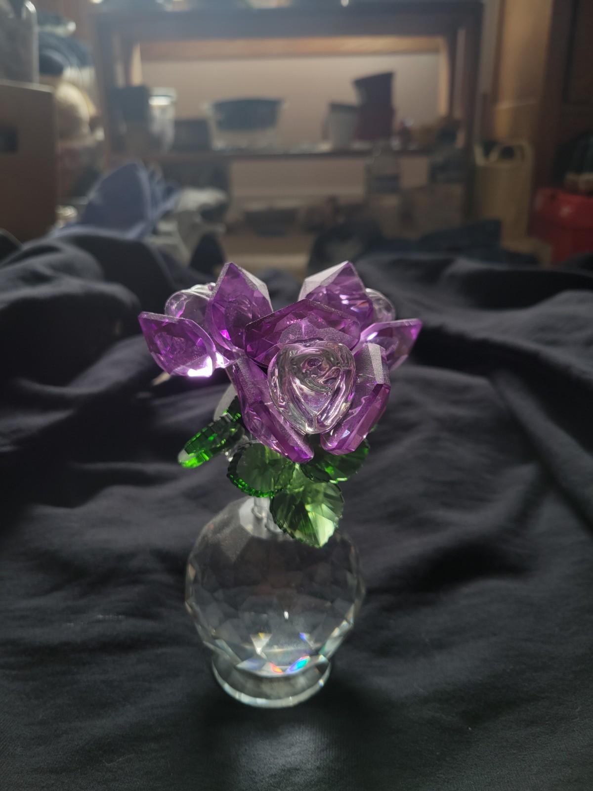 Crystal Gemstone Rose Flower Colourful Rose Bouquet Eternal Ornament Gift