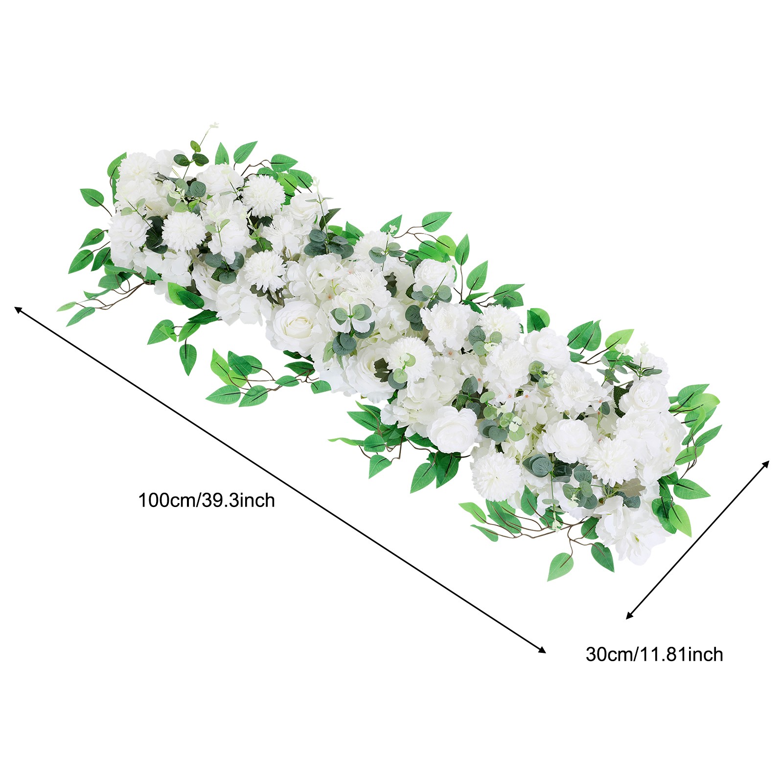 39×11″ Artificial White Flower Wedding Party Outdoor Decor Artificial Flower Row