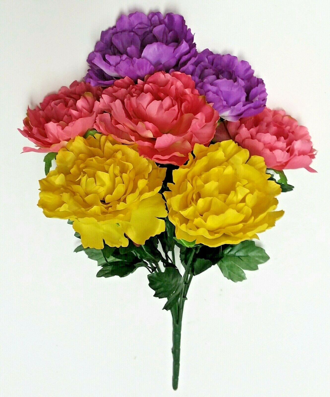 Yellow Purple Beauty Peony 20″ Bush Silk Flower Home Wedding General Decor US