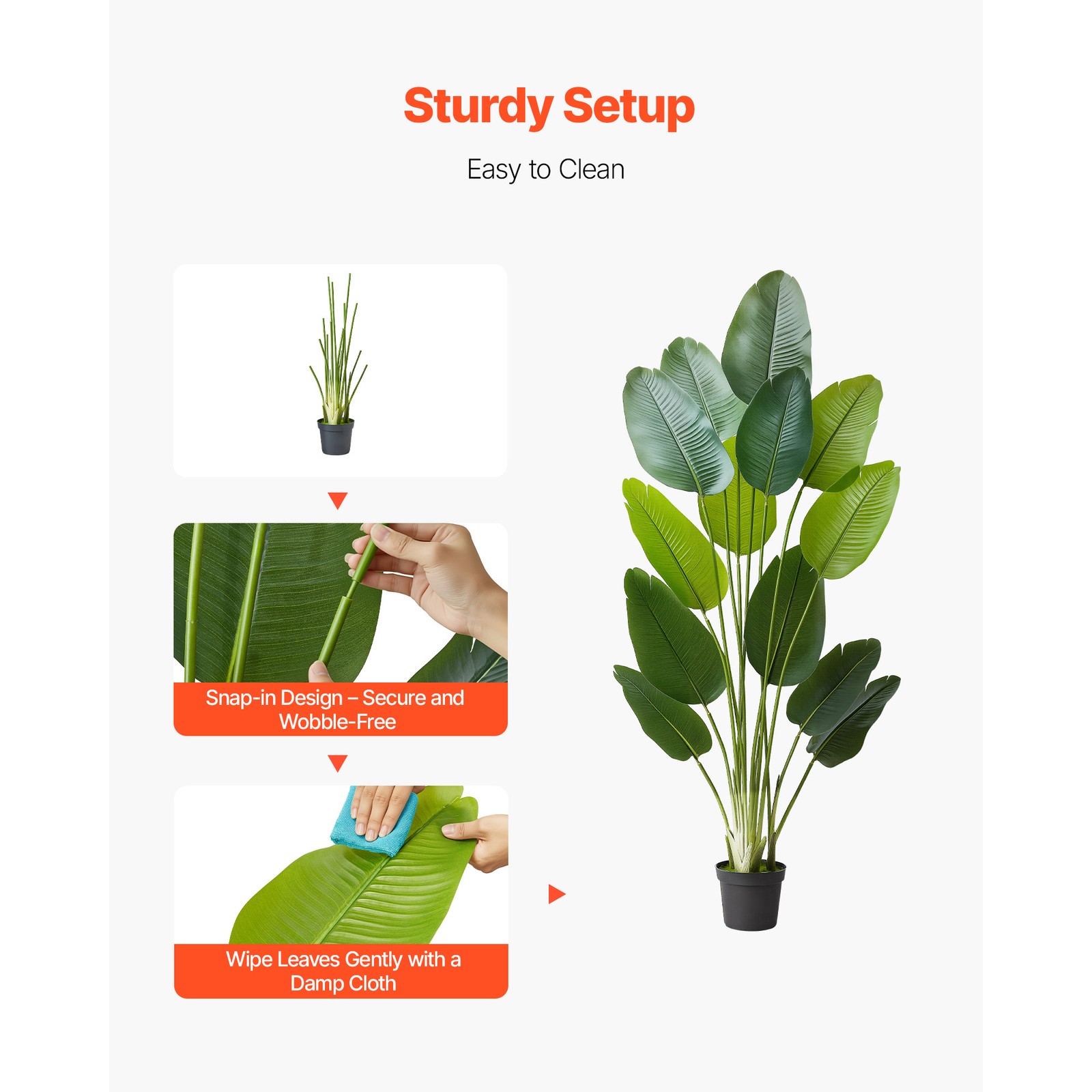 Uimoso 6ft Artificial Birds of Paradise Tree Faux Fake Plant w/ Pot Home Decor