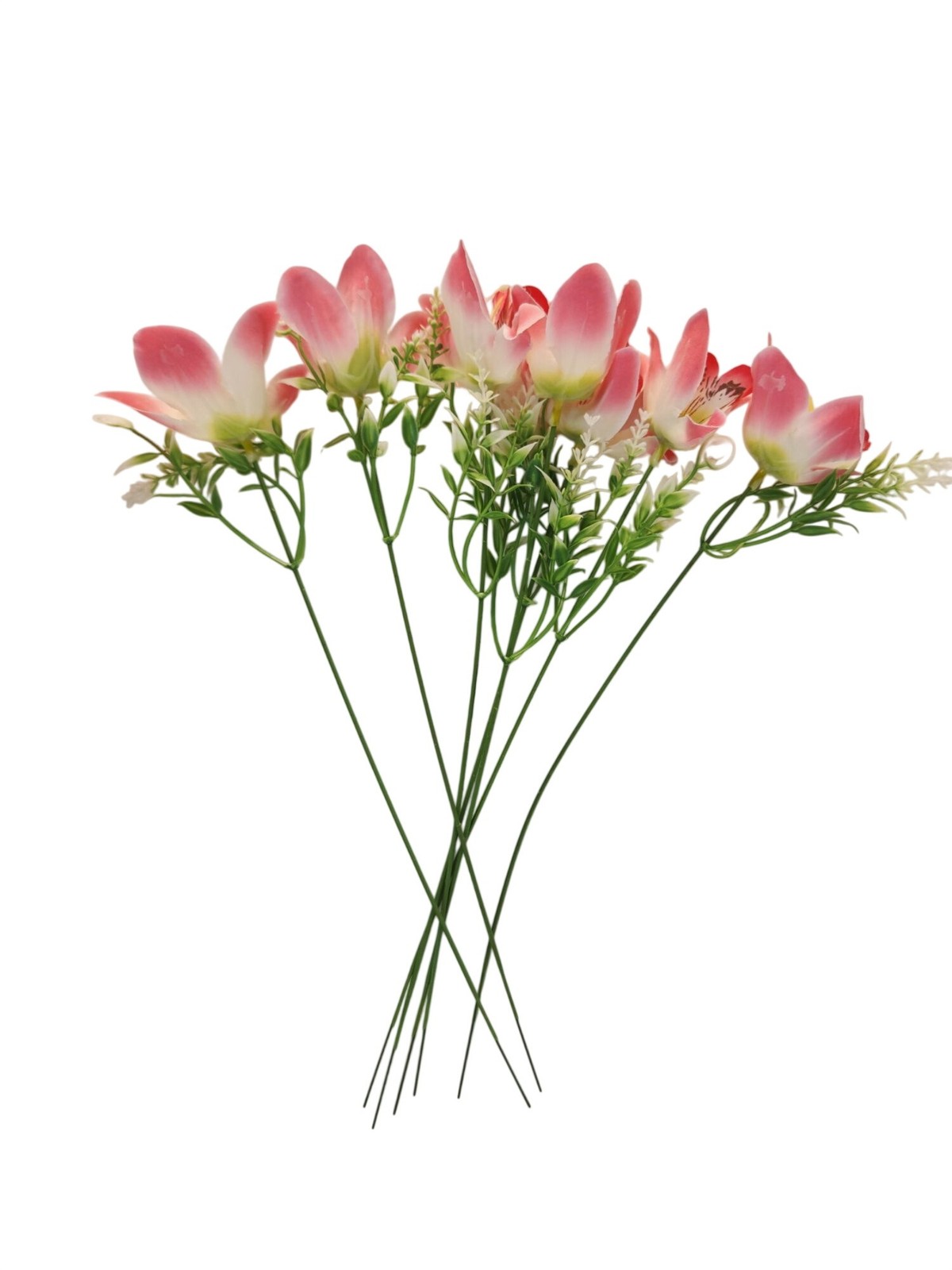 Real Touch Orchid Stems Set of 7 | Coral Pink Artificial Orchid Flowers | 13 Inc